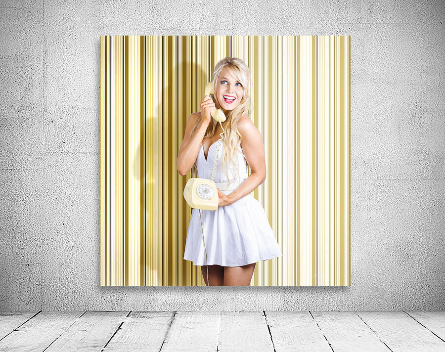 1950s girl gossiping in old fashion style Wall Preview