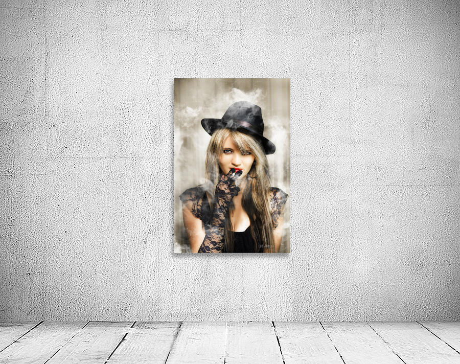 Fifties portrait of smoking hot beautiful woman Wall Preview