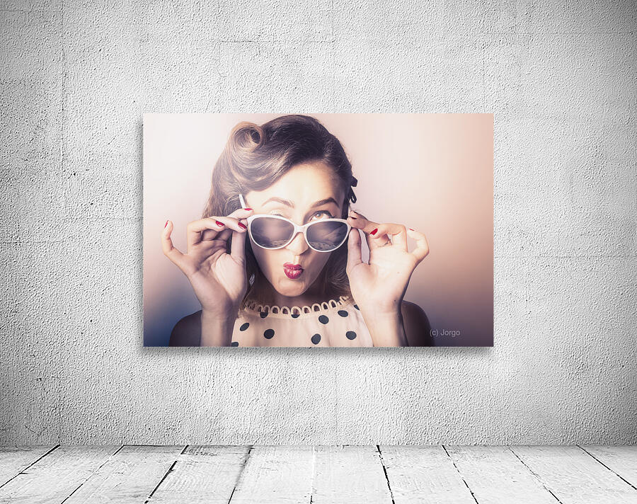 Fun comical retro fashion portrait. Pin-up pout Wall Preview