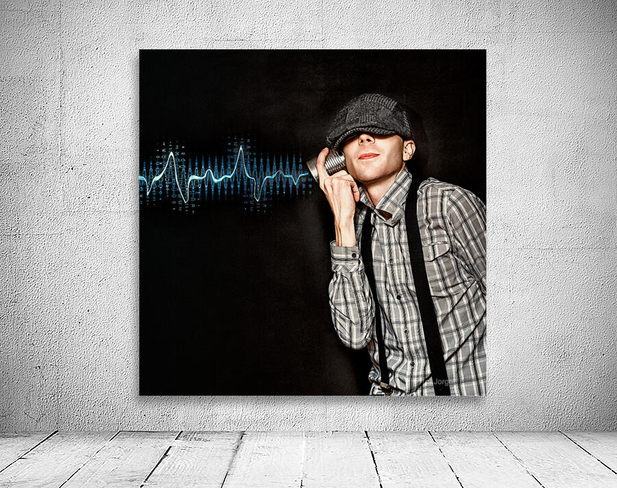 Cute Little Vintage Boy Playing With Tin Can Phone Wall Preview