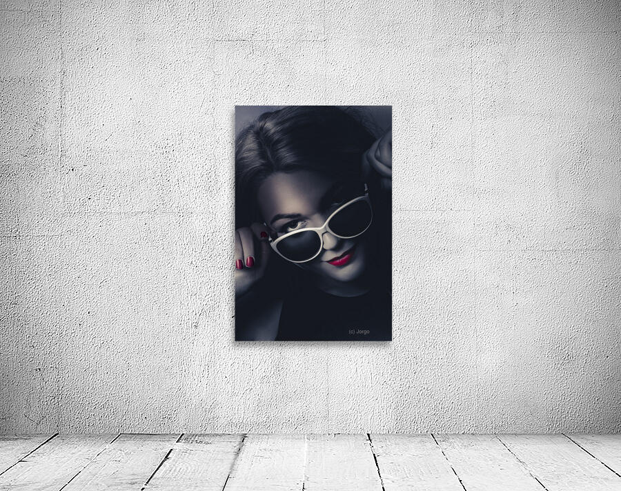 Dark fashion portrait. Female model in sunglasses Wall Preview