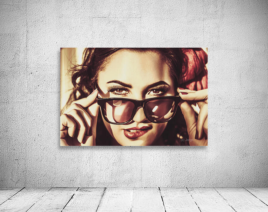 Hip 60s pinup girl in classic eyewear sunglasses Wall Preview