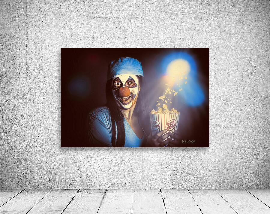 Scary clown watching horror movie in THEATER Wall Preview