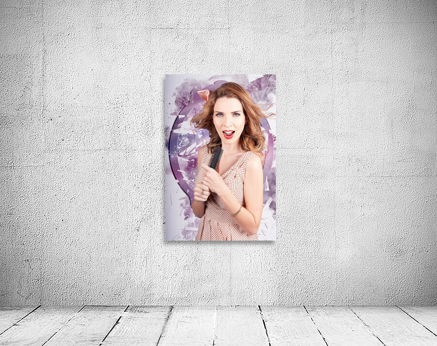 Brunette salon girl with smashing new hair style Wall Preview