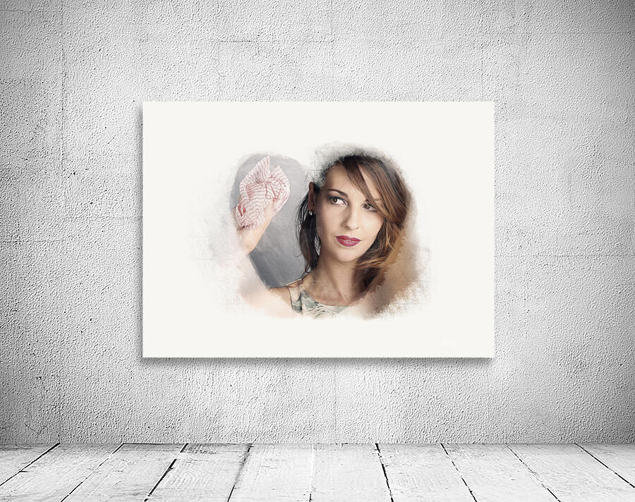 Curious Housewife Cleaning Home Window With Love Wall Preview