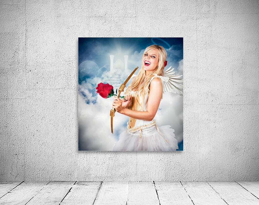 Heavenly angel of love with flower arrow Wall Preview