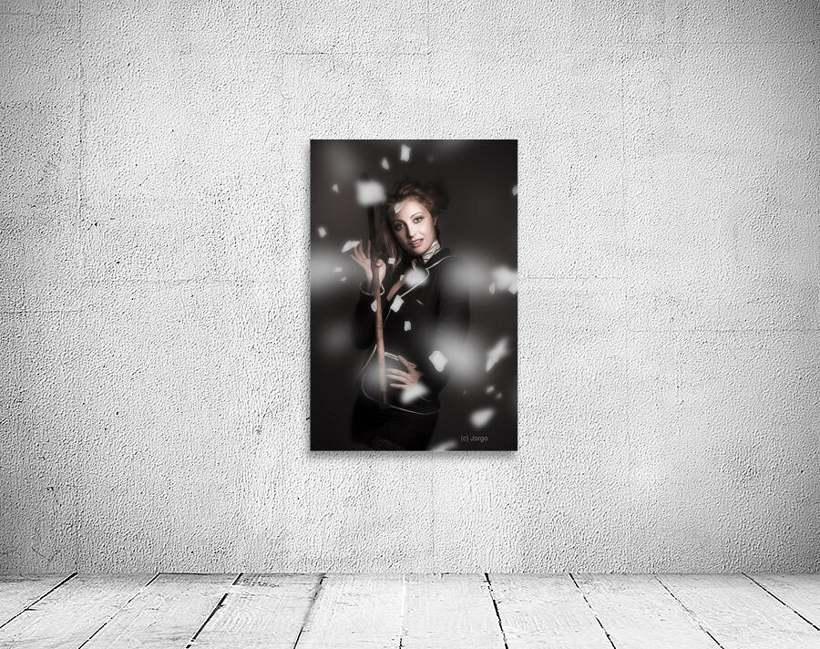 Beautiful vintage girl dancing with flower petals Wall Preview