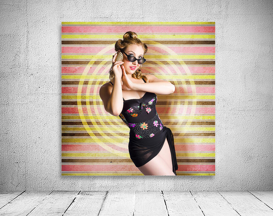 Retro Summer Travel And Vacation Woman Wall Preview