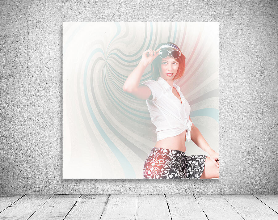 High-key fashion photograph of a funky pinup girl  Wall Preview