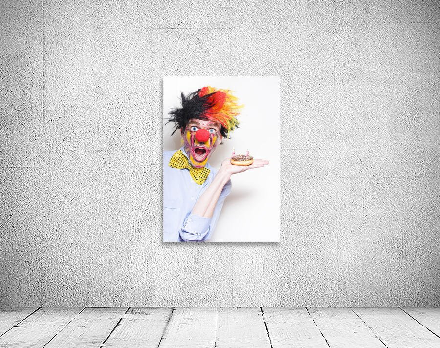 Surprise Happy Birthday Clown Holding Party Cake Wall Preview
