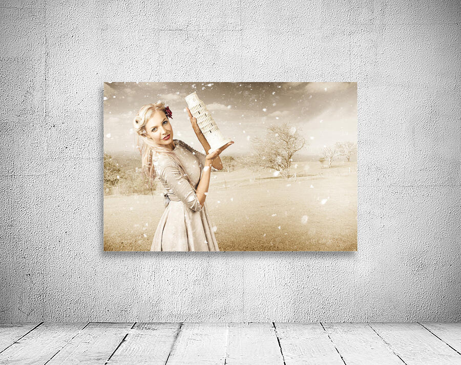Vintage Woman Dreaming Of A Europe Travel Escape Wall Preview