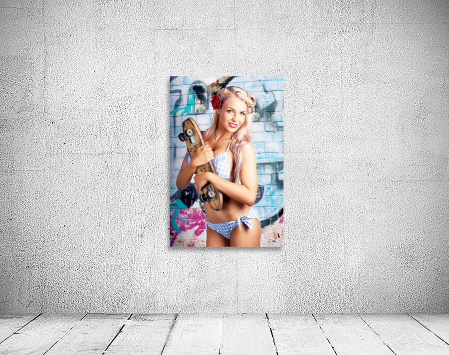 Portrait Of A Young Grunge Woman On Graffiti Wall Wall Preview