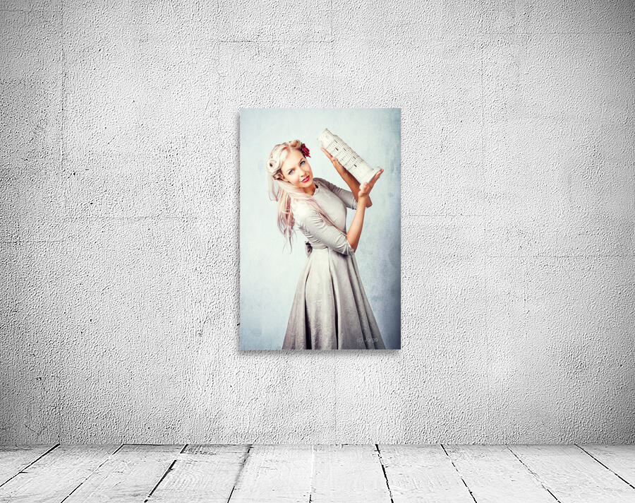 Elegant European Woman Holding Holiday Landmark Wall Preview