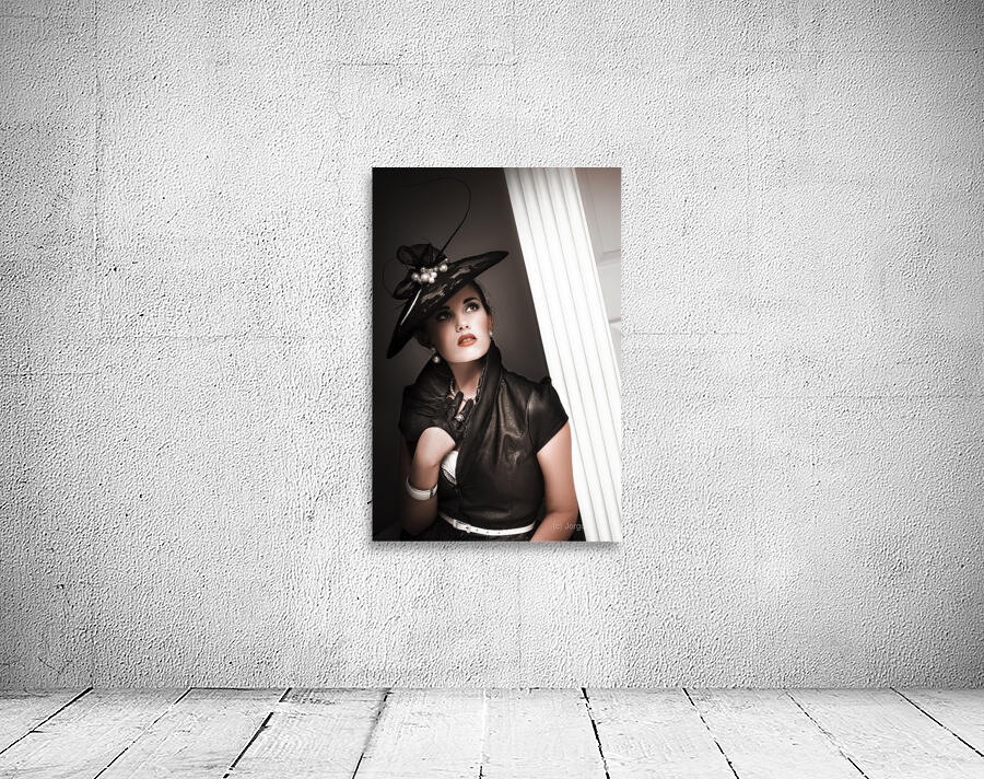 elegant woman wearing black vintage fashion Wall Preview