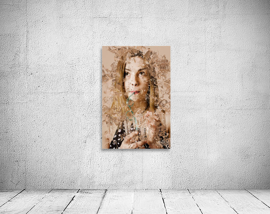 Milk shake pin-up woman. Restaurant art  Wall Preview