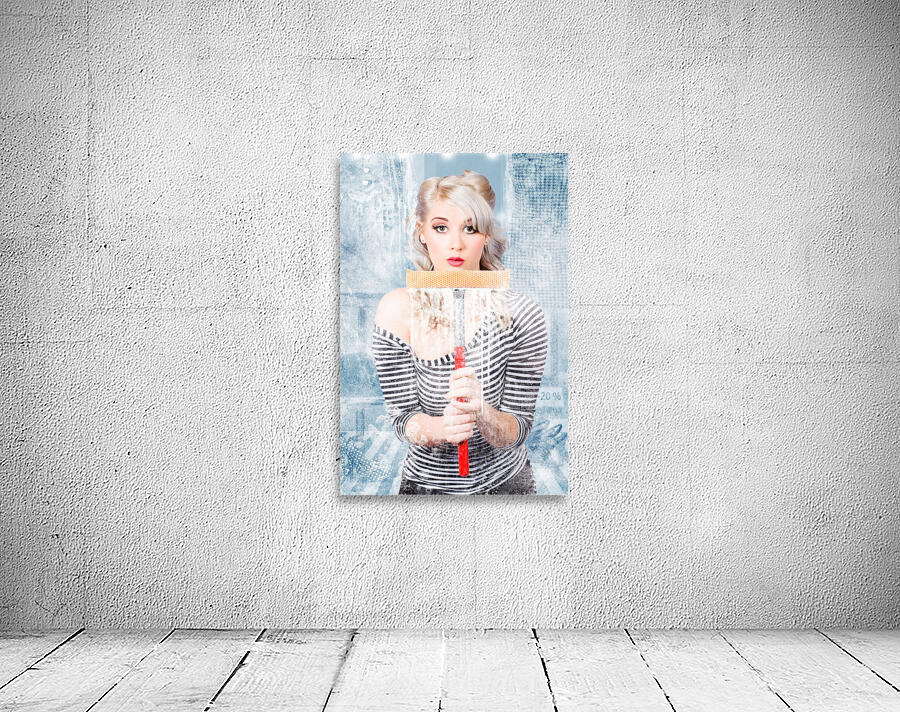 Window cleaner washing shop window. Clearance  Wall Preview