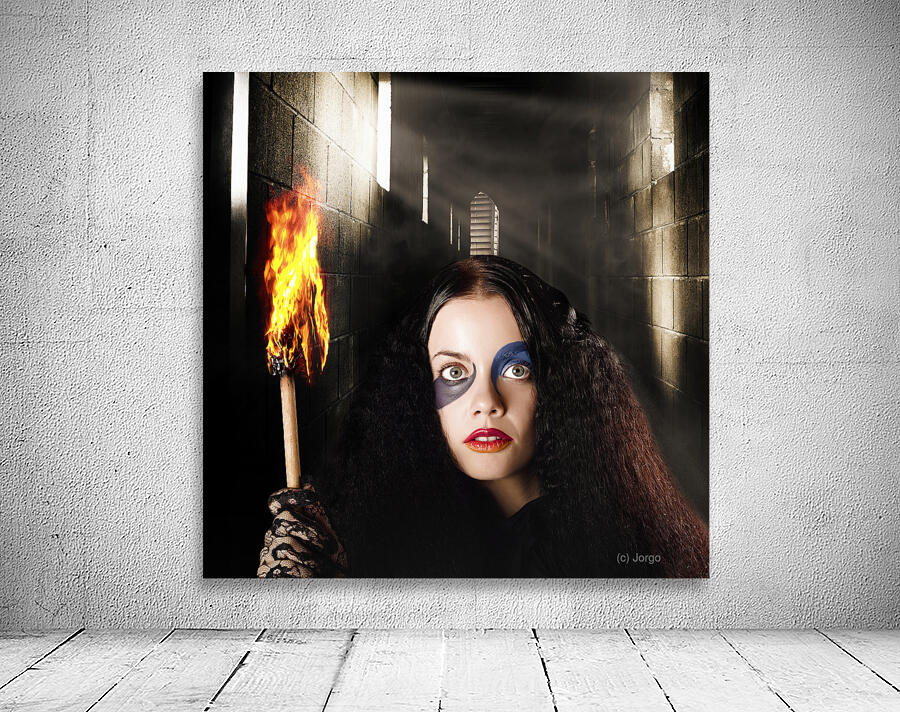 Fantasy jester walking magical halls of illusion Wall Preview