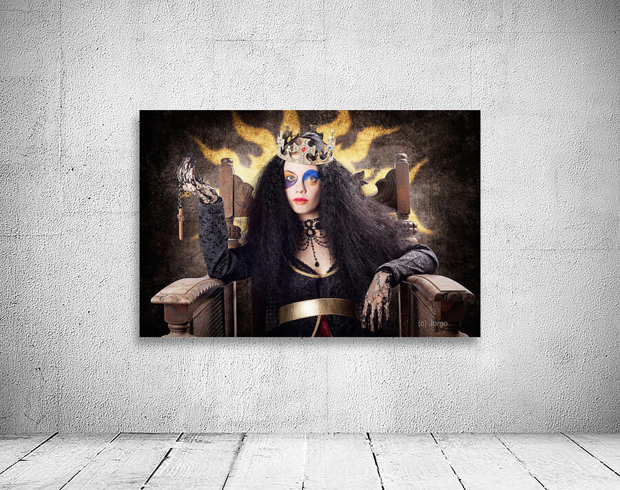 Storybook queen jester holding religious cross Wall Preview