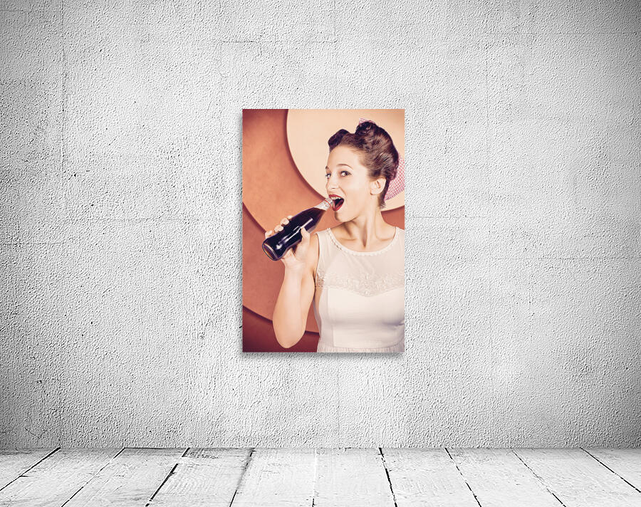 Retro pin up pop art. Soda girl from 1950 Wall Preview