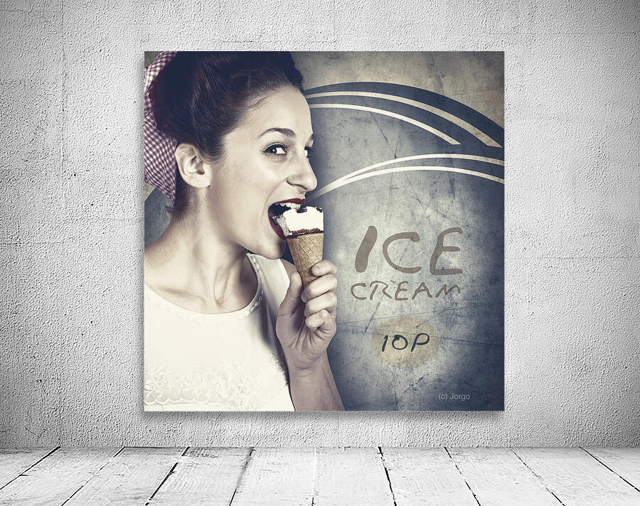 Ice cream poster girl on vintage ice-cream advert Wall Preview