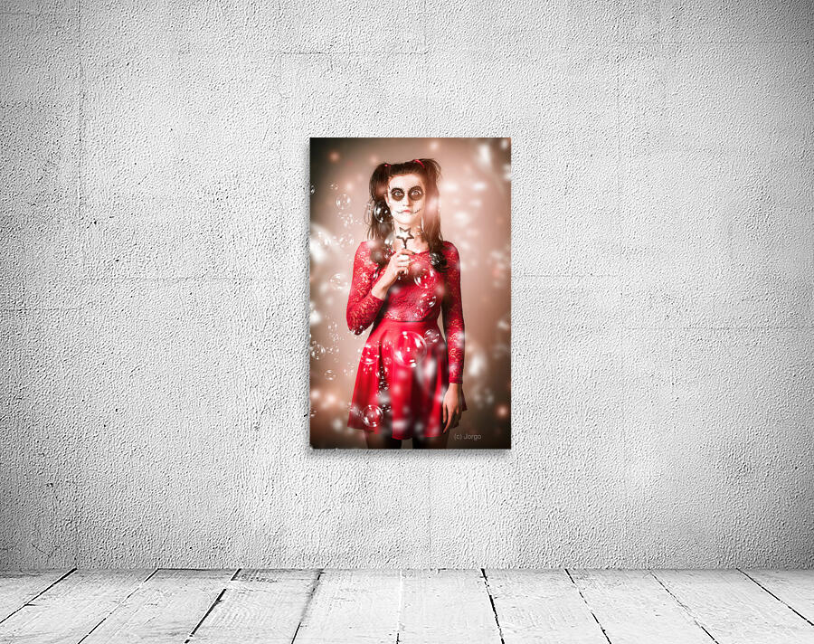 Scary horror voodoo girl with skeleton make-up Wall Preview