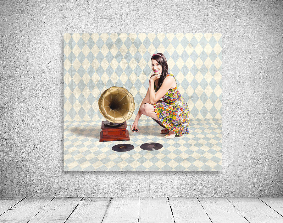 Pin up gramophone girl Wall Preview