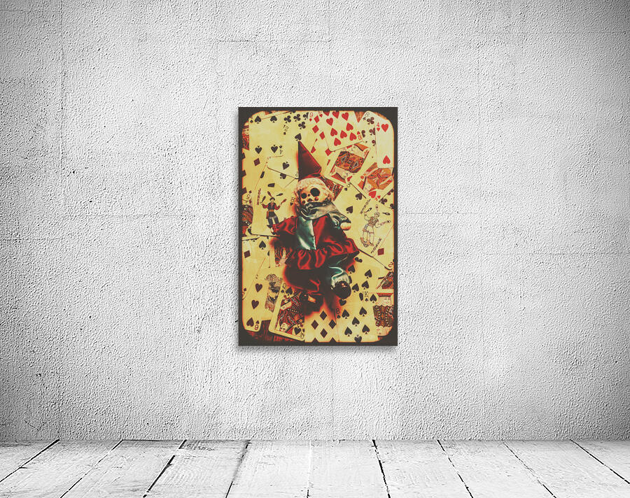 Evil clown doll on playing cards Wall Preview