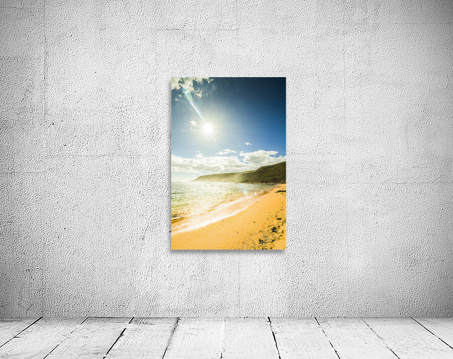 Beautiful coast with distant mountains Wall Preview