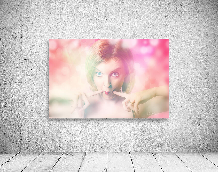 Blushing pinup girl in haze of makeup hues Wall Preview