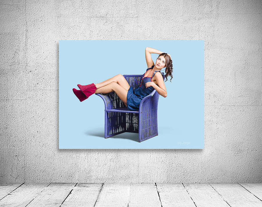 Woman sitting on a chair Wall Preview