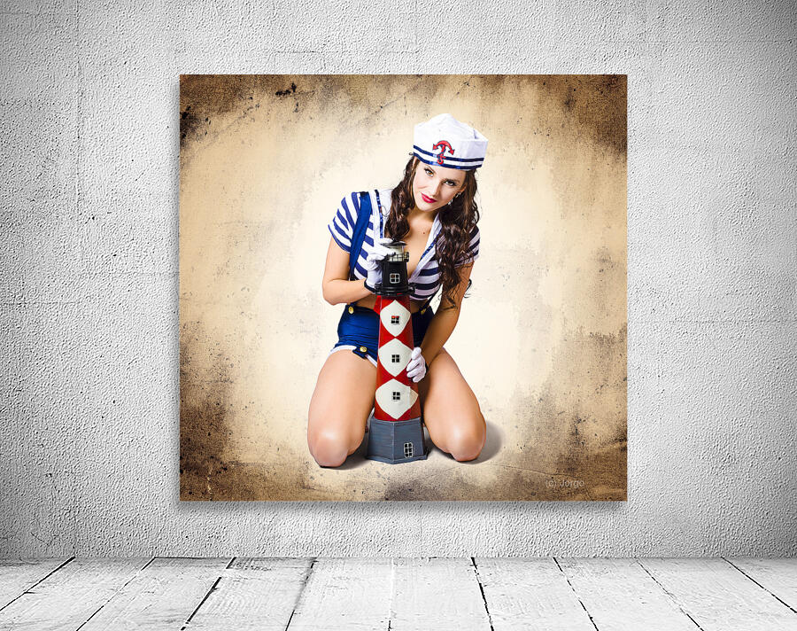 Pin up girl with curly hair and stylish make-up Wall Preview