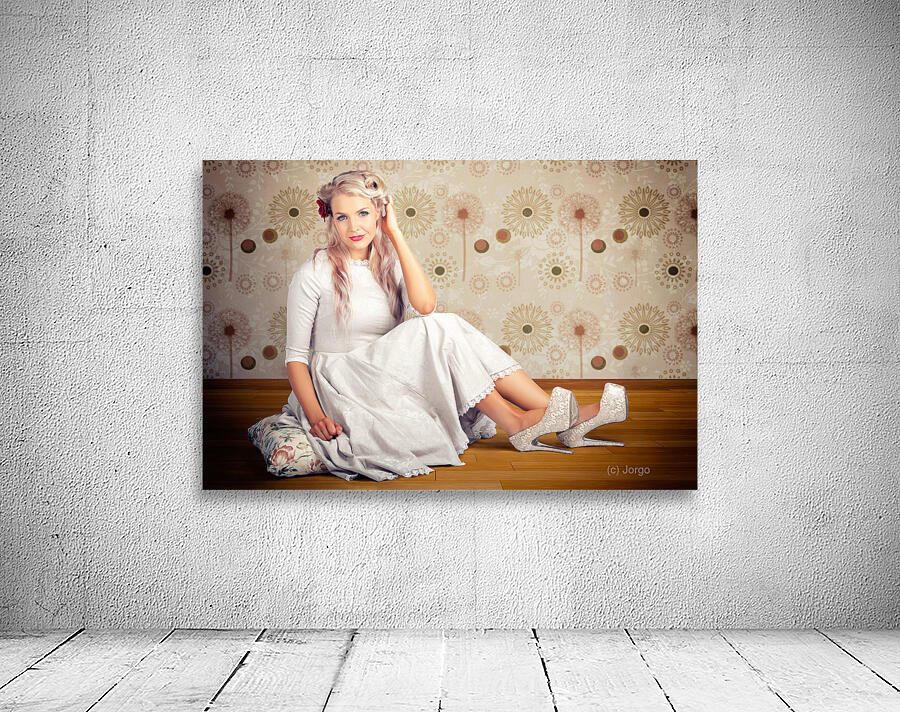 Portrait Of Blonde Girl With Classic Fashion Style Wall Preview