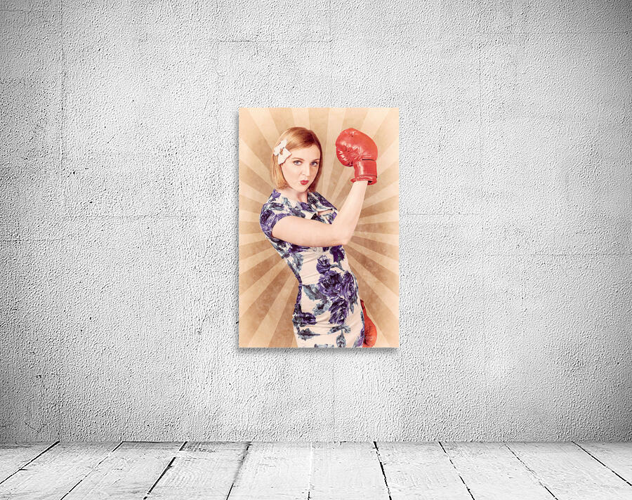 Retro pinup boxing girl fist pumping glove hand  Wall Preview