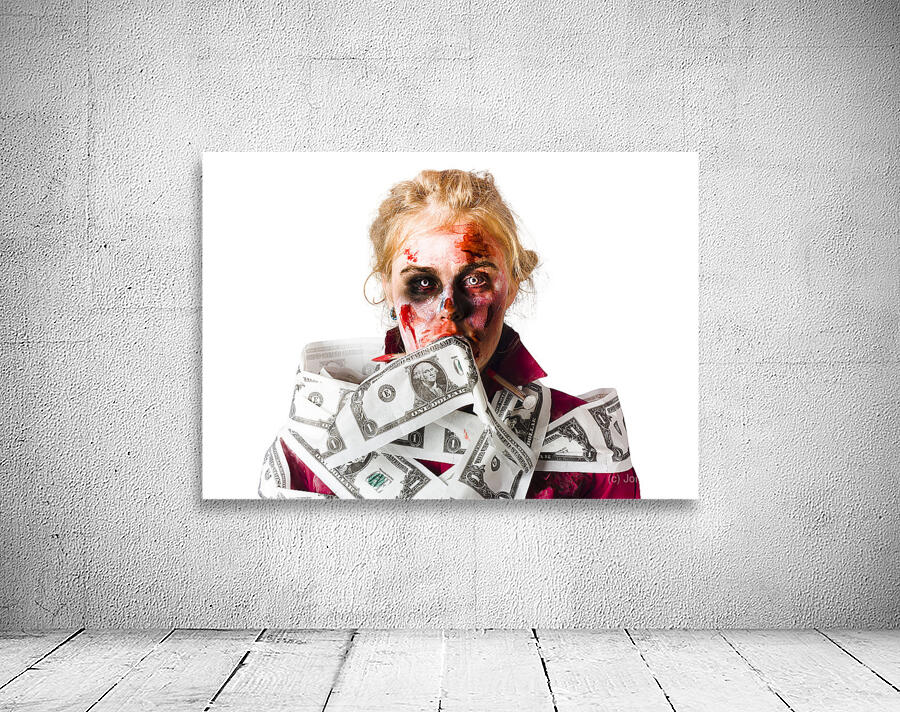 Worried zombie with Dollar bills Wall Preview