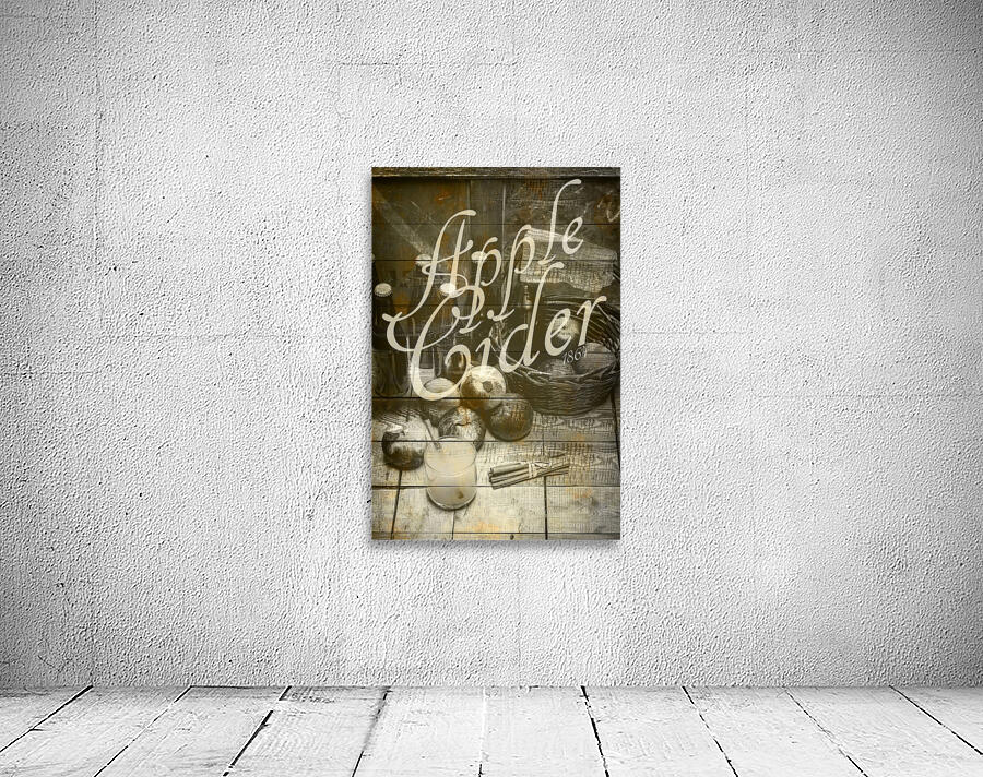 Apple Cider Sign Printed on Rustic Wood Planks Wall Preview