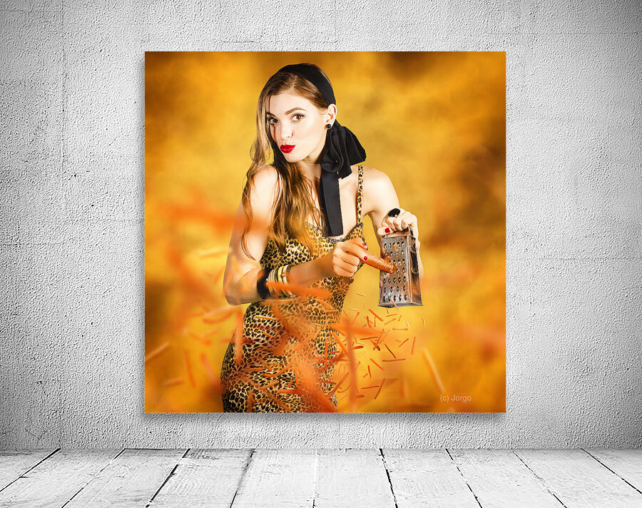 Housewife grating carrots Wall Preview