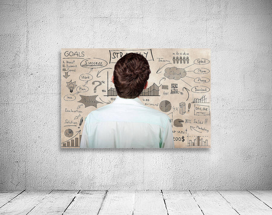 Creative businessman looking to plan business idea Wall Preview