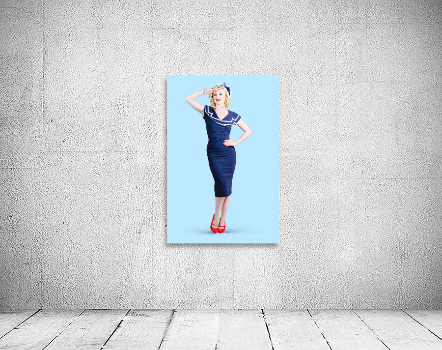 Young retro pinup girl wearing sailor uniform Wall Preview