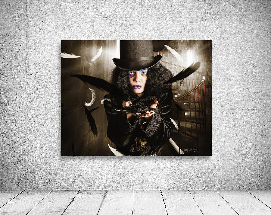 Dark fashion girl making magic and mystery wish Wall Preview