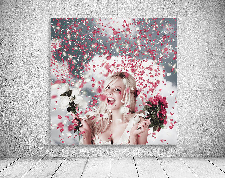Tender woman with flowers. Romantic celebration Wall Preview