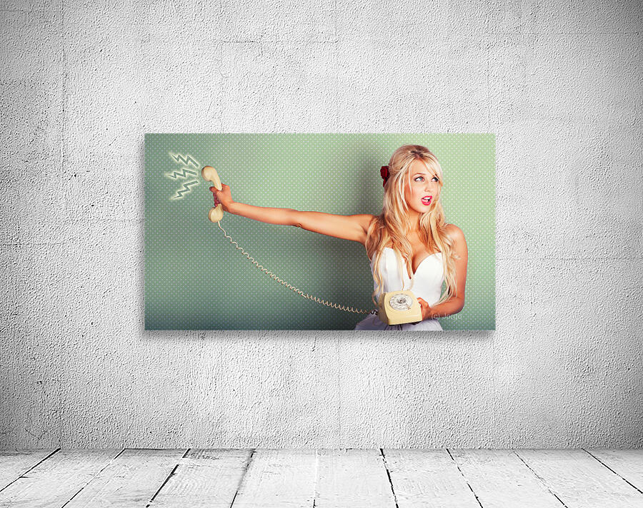 Comic Portrait Of A Blond Pin-up Girl With Phone Wall Preview