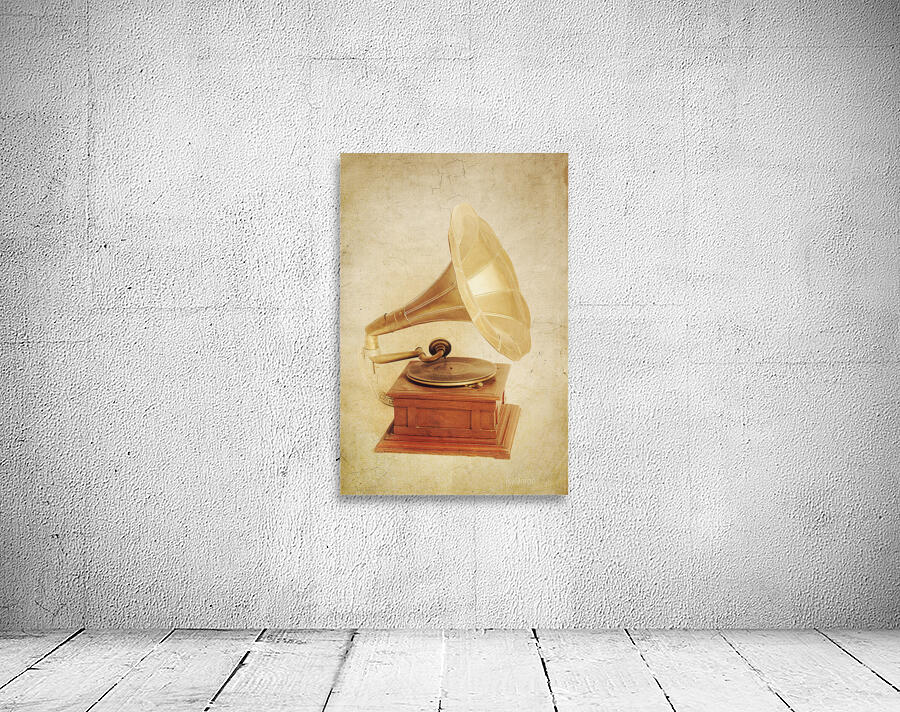 Old vintage gold gramophone photo. Classical sound Wall Preview