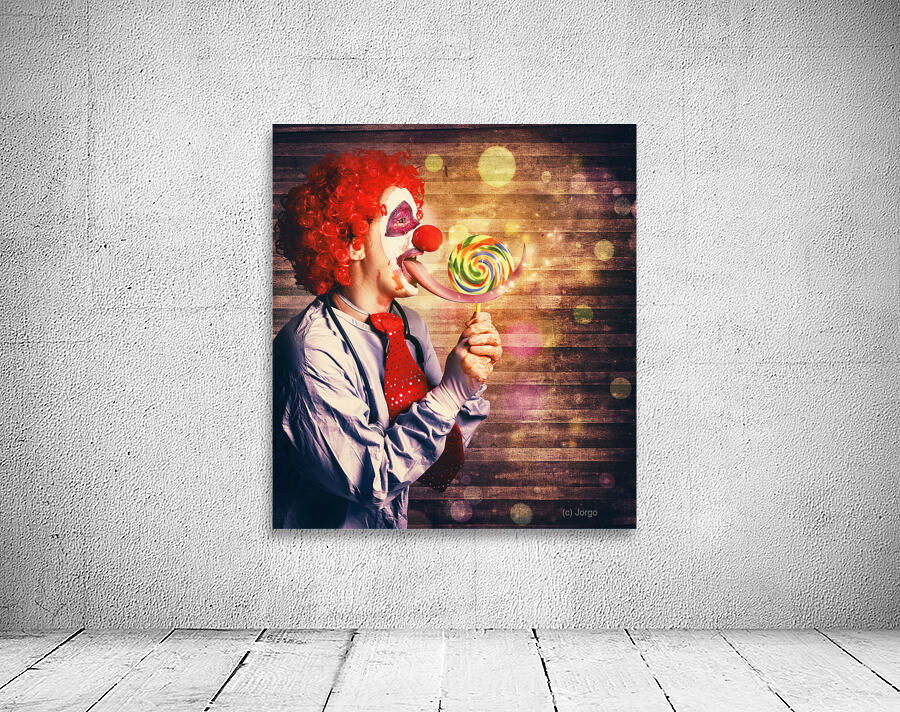 Scary circus clown at horror birthday party Wall Preview