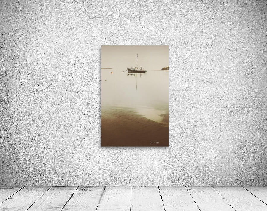 Fishing boat trawler docked at Tasmanian harbor Wall Preview