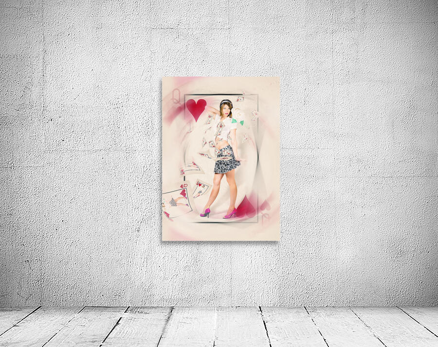 Beautiful queen of hearts playing card pin-up Wall Preview