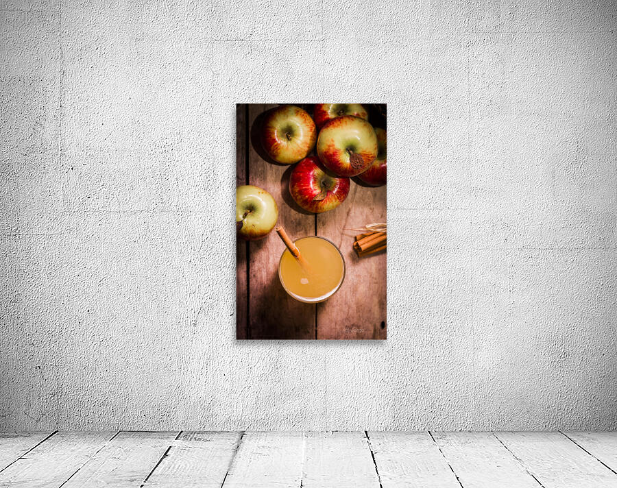 Fresh Apple Cider with Cinnamon Sticks and Apples Wall Preview