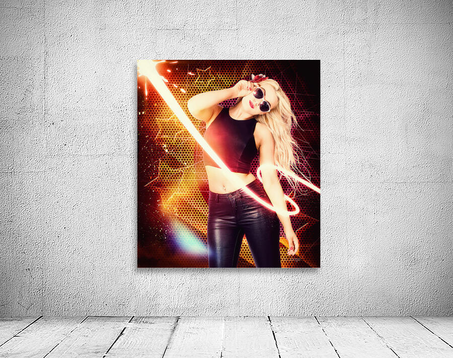 Clubbing trance girl dancing around 70s disco Wall Preview