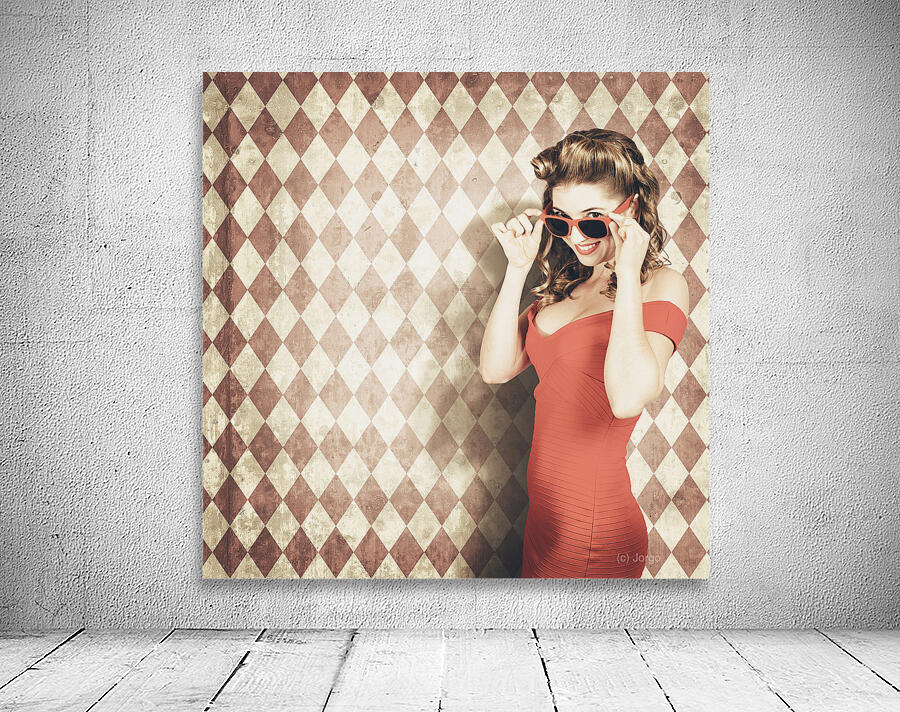 Vintage pinup fashion model in womens sunglasses Wall Preview