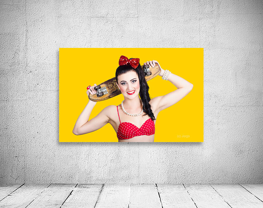 Cute pinup skater girl in punk glam fashion Wall Preview