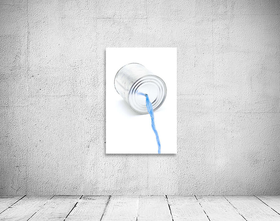 Tin Can Telephone Communication Isolated On White Wall Preview